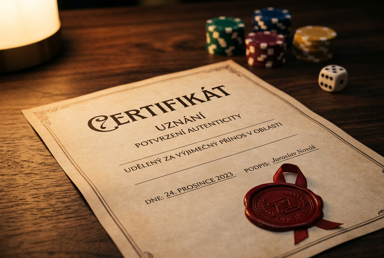 Detail certifikátu bezpečnosti a licence v kasinu